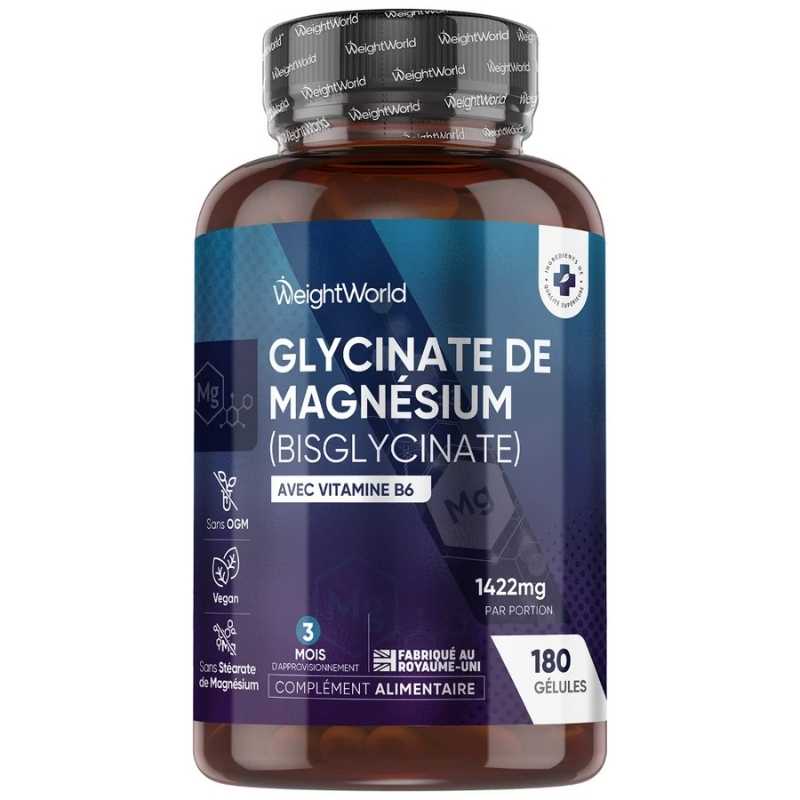 Glycinate de magnésium -Bisglycinate- Vitamine B6 Gélules WeightWorld