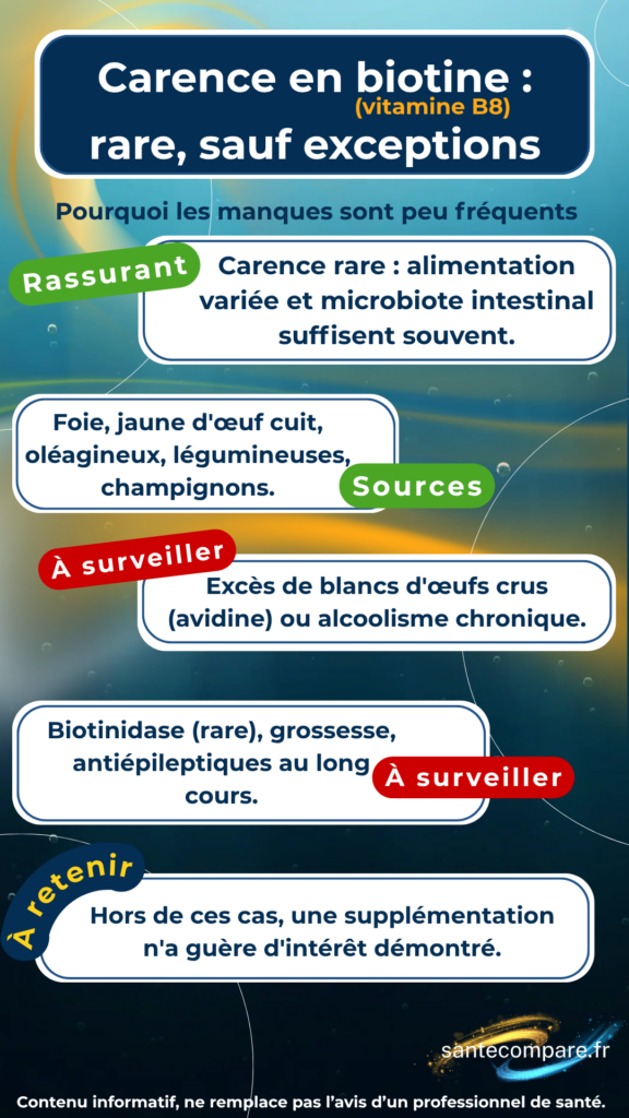 Carence en Biotine (vitamine B8), rare sauf exceptions